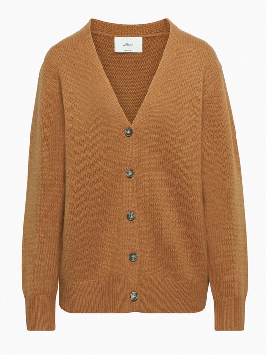 Aritzia Sweaters - Aritzia Wilfred Cashmere V-Neck Cardigan Size Medium Ribbed Tan Brown Luxury